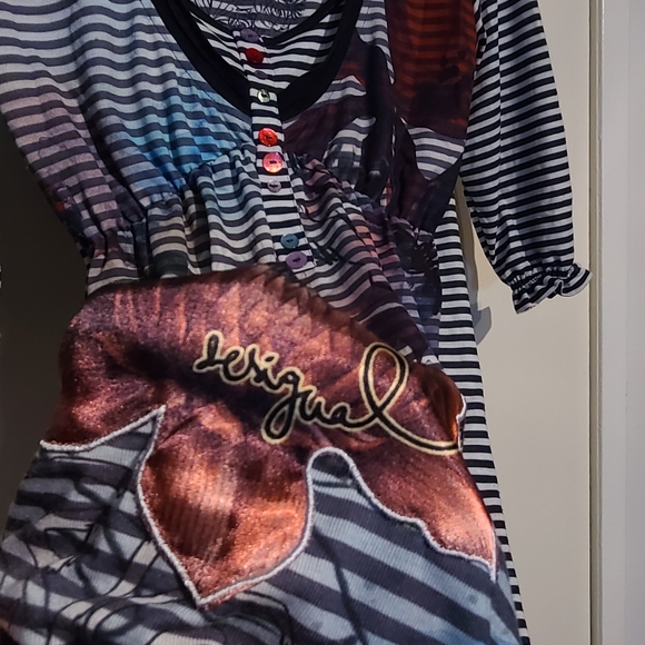 Striped Desigual midi dress with watercolor detail - Picture 2 of 4